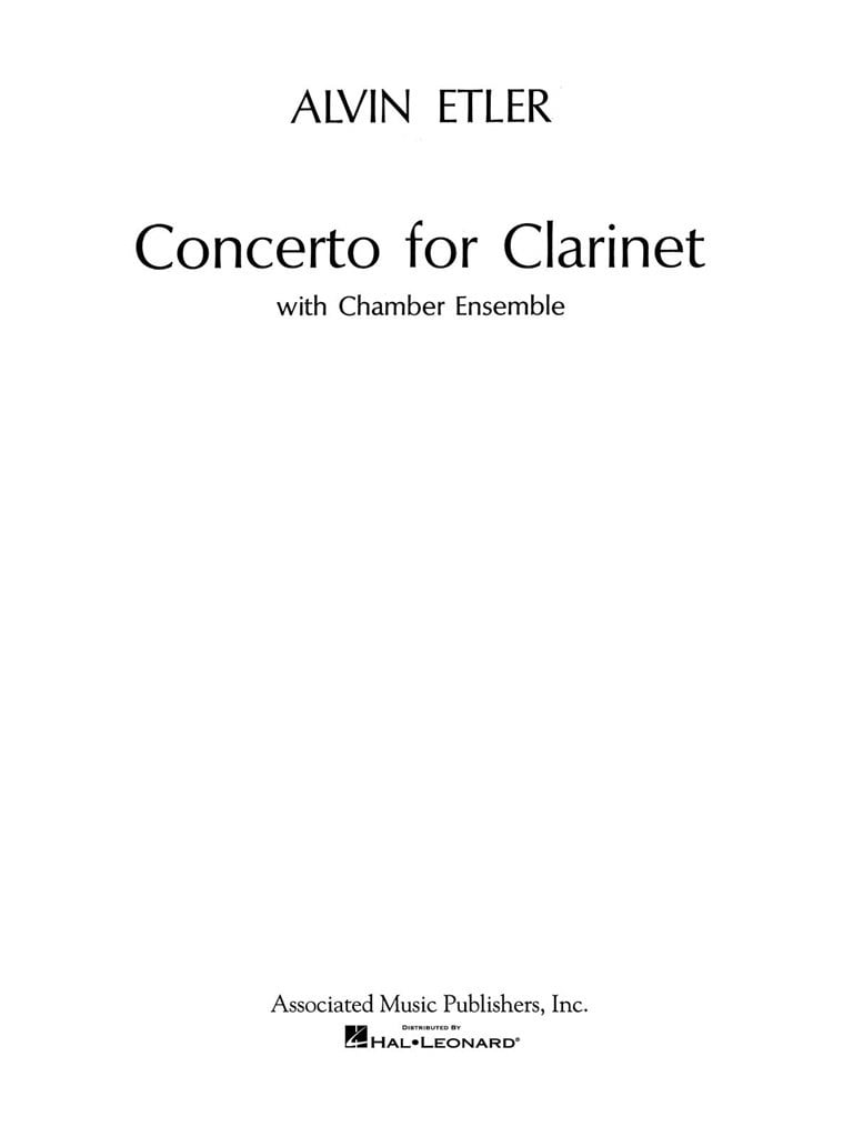 Concerto for Clarinet and Chamber Ensemble (1962)